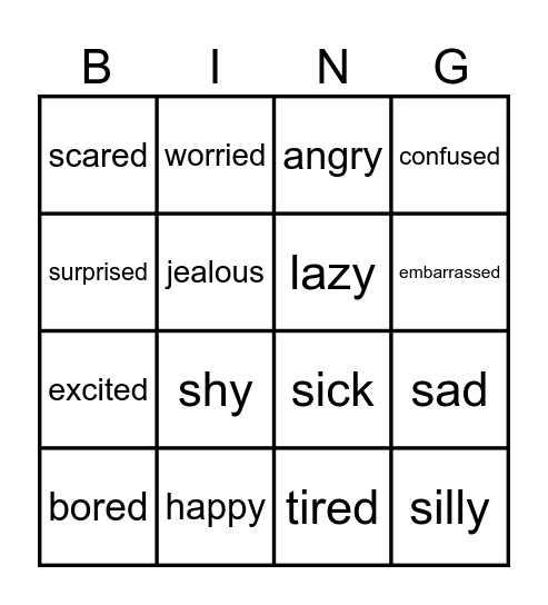 FEELINGS BINGO Card