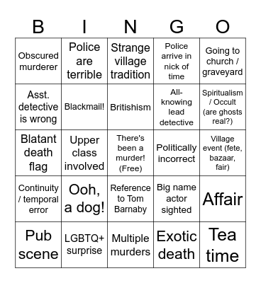 Midsomer Murders - 2026 Generic Bingo Card