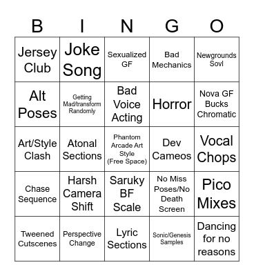 STEREOTYPICAL FNF MOD TROPE Bingo Card