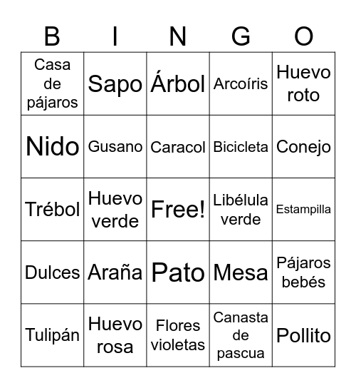 Primavera y Pascuas Bingo Card