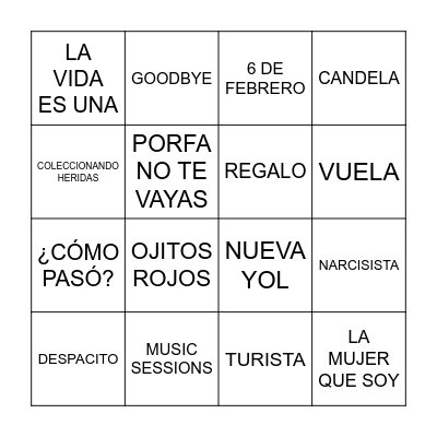 MANIA MUSICAL Bingo Card