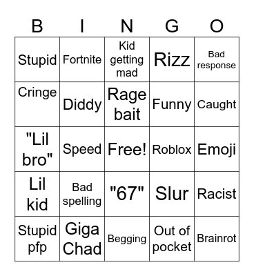 CommentsBingo Card
