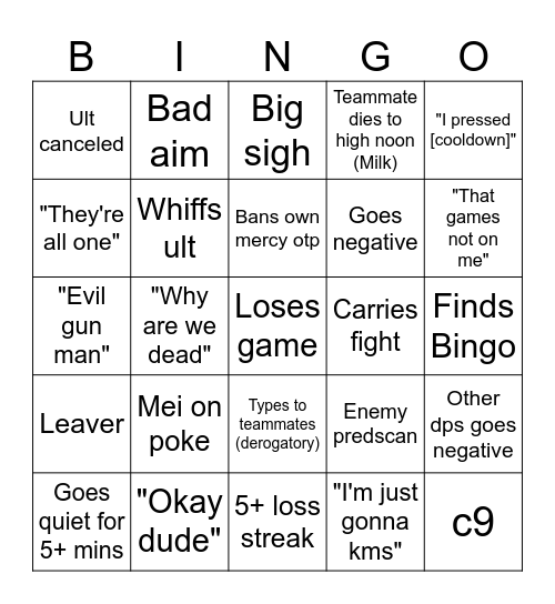 Treehuzz Queue Bingo Card