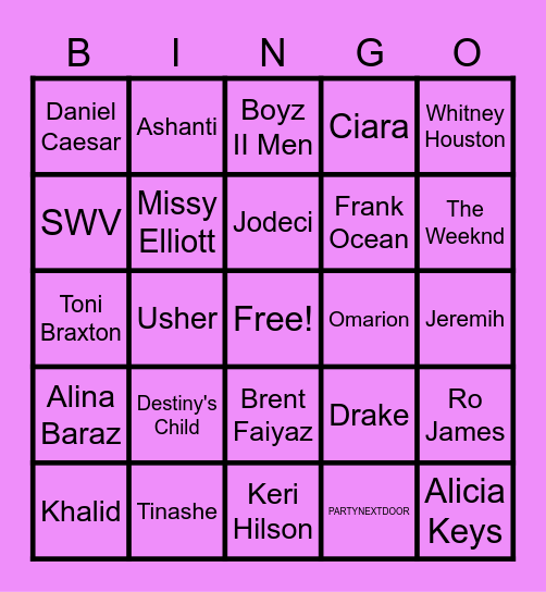 RNB BINGO Card