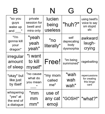 Pengie Bingo Card