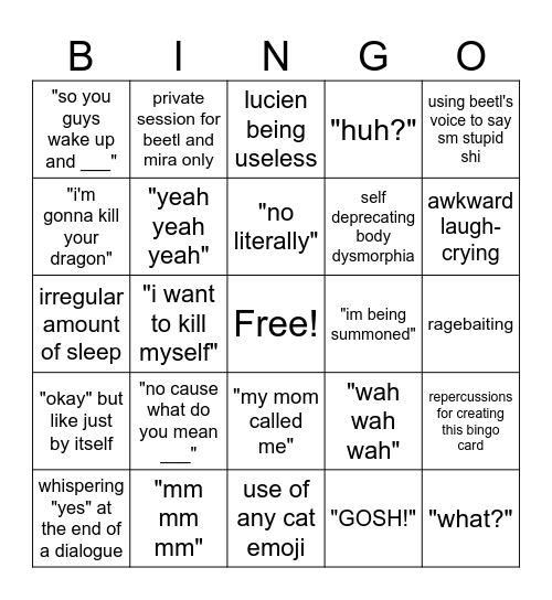 Pengie Bingo Card