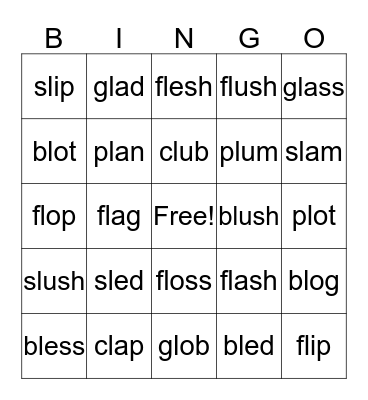 L blends  Bingo Card