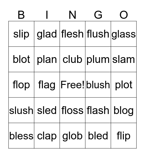L blends  Bingo Card