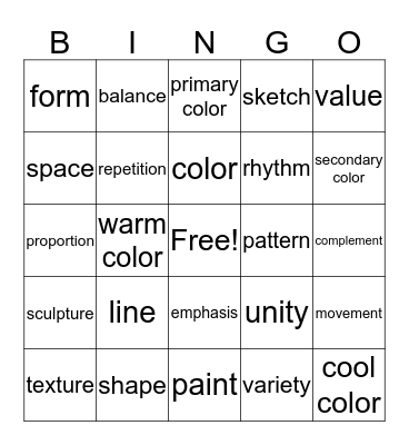 Art Bingo Card