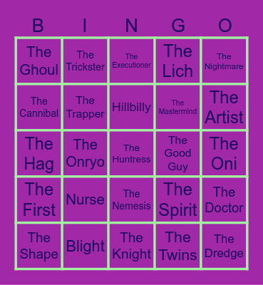 DBD Killer Bingo Card