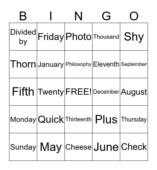 Untitled Bingo Card