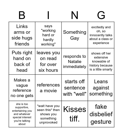 Ashley Bingo Card