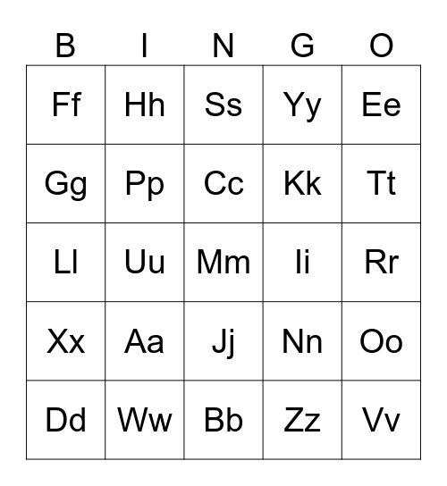 ABC Bingo Card