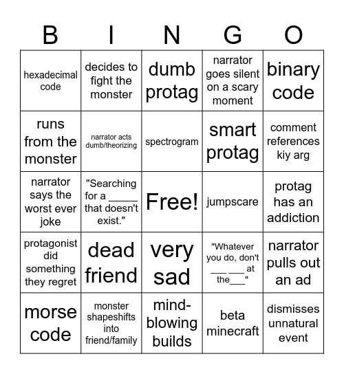 Minecraft ARG Bingo Card