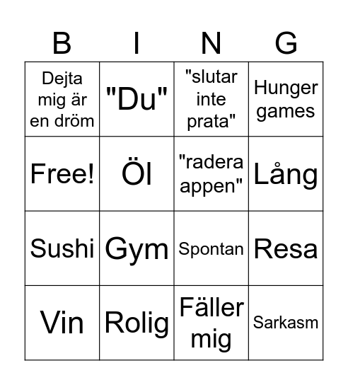 Hinge Bingo Card