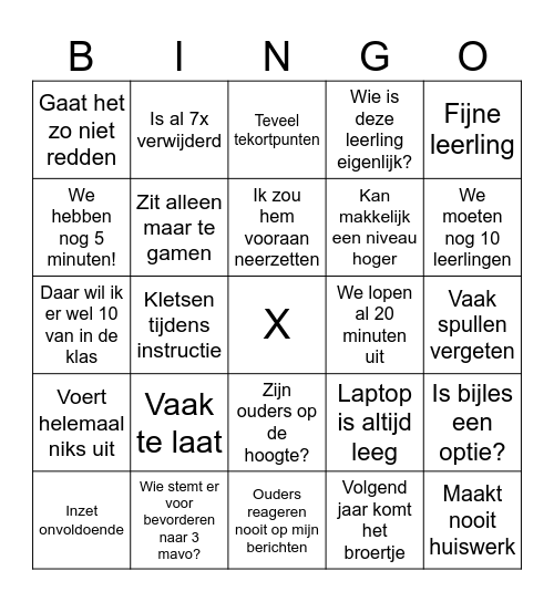 Vergadering Bingo Card
