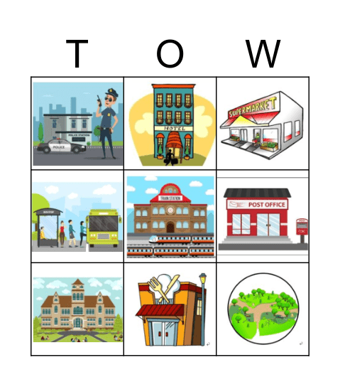 PLACES IN TOWN Bingo Card