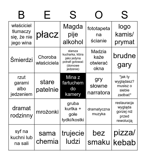 KUCHENNE REWOLUCJE Bingo Card