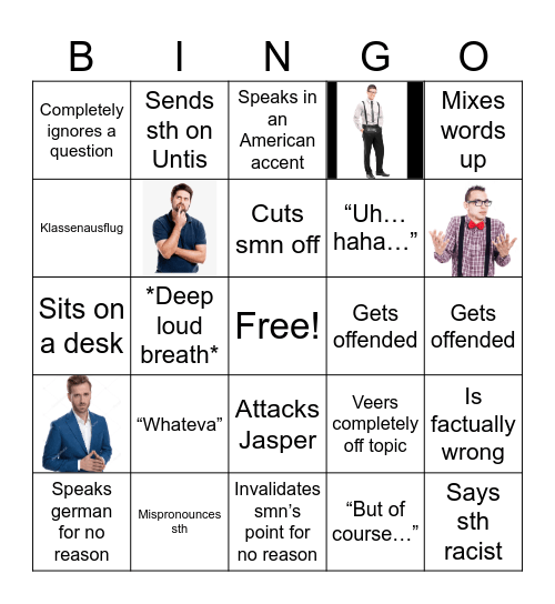 English bingo Card