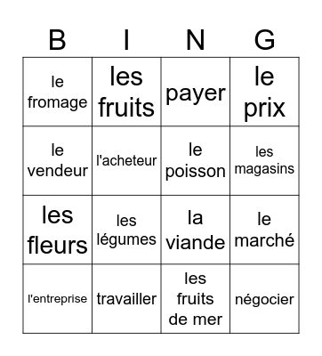 À Rungis Bingo Card