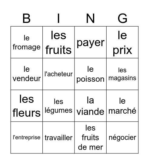 À Rungis Bingo Card