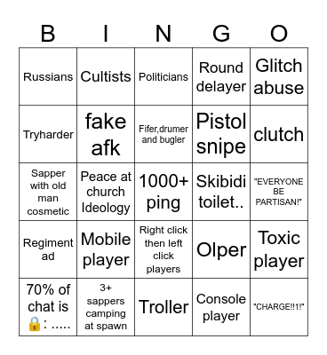 Blood & iron bingo Card