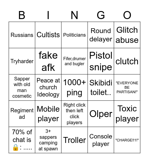 Blood & iron bingo Card