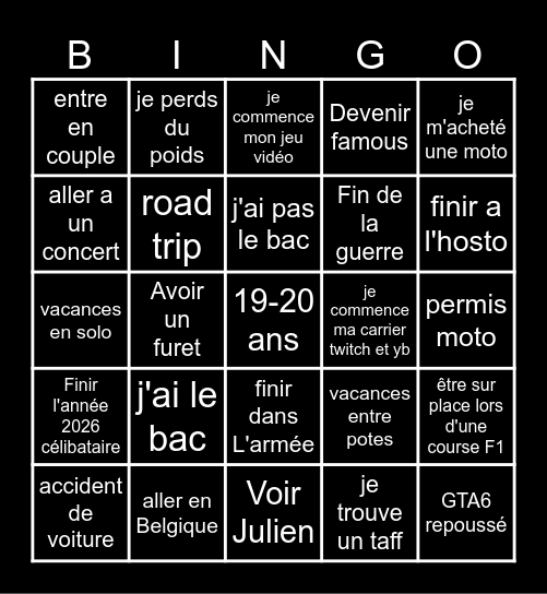 Bingo Life Bingo Card