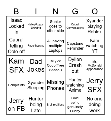 IT Shop Bingo Card
