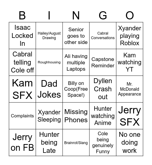 IT Shop Bingo Card