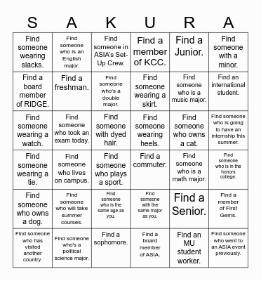 Sakura Soiree Bingo! Bingo Card