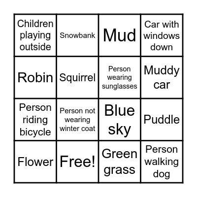Signs of Spring Bingo Card