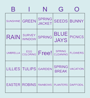 SPRING BLING BINGO! Bingo Card
