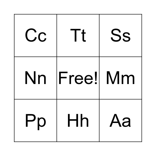 Alphabet Bingo Card