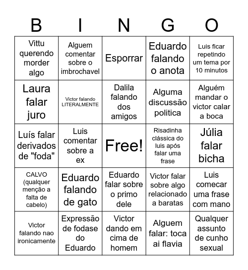 Bingo da sumgsumg Bingo Card