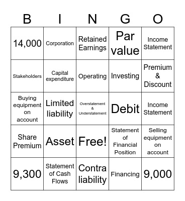 FINANCIAL ACCOUNTING BINGO! Bingo Card
