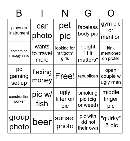 hinge Bingo Card