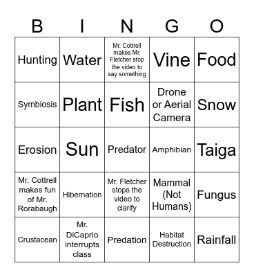 Planet Earth Bingo Card