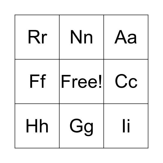 Alphabet Bingo Card