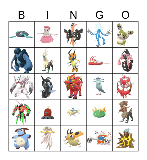 Alola Dex Shiny Bingo Card