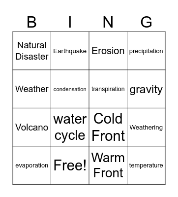 Q3 Vocab Bingo Card