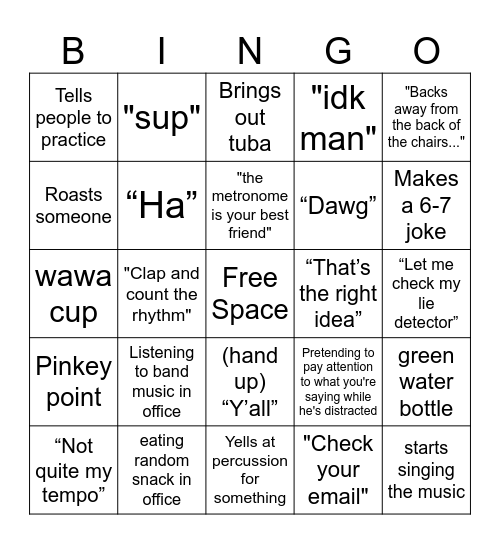 Mr. Gelatka Bingo Card