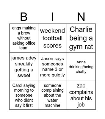OFFICE BINGO Card