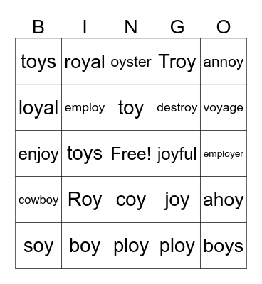 oi oy bingo Card