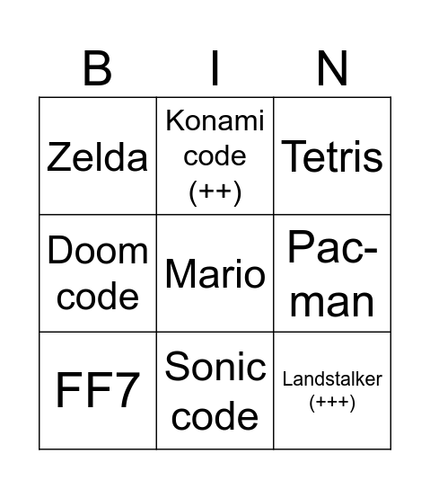 Films Bingo Card