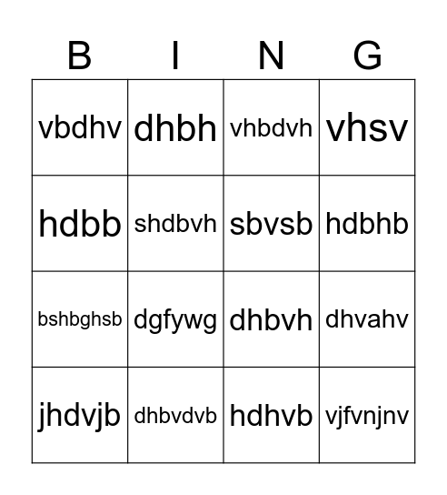 Bingo Time! Bingo Card