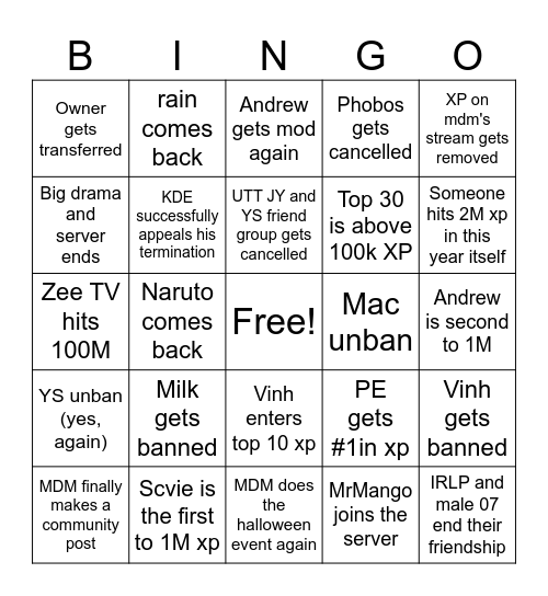 MDM COMMUNITY 2026 BINGO Card