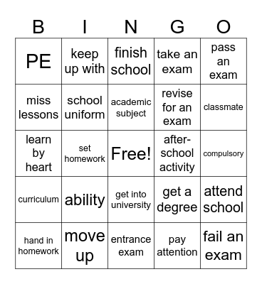 Focus 2 Unit 5 Revision Bingo Card