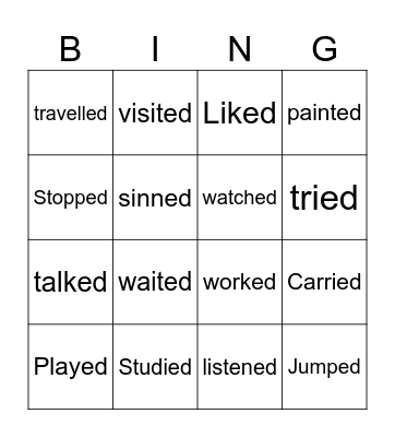 Regular past verbs Bingo Card