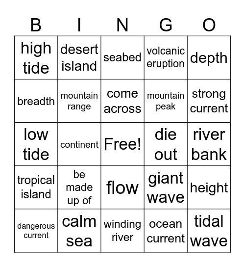 Focus 3 Unit 5 Bingo Card